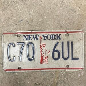 New York Vtg License Plate with Statue of Liberty